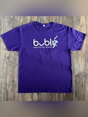 Bubly Sparkling Water Michael Buble Advertising S/S Tee Shirt Large Purple White